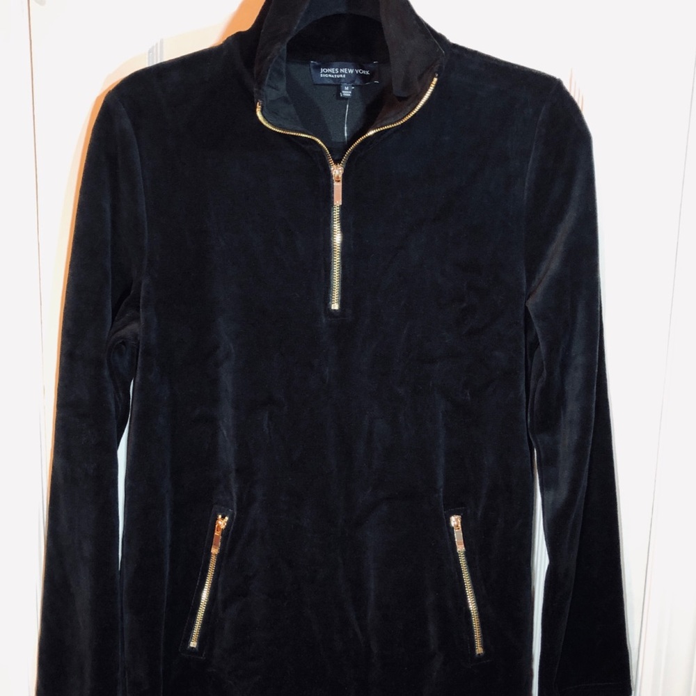 ✨Jones New York Black Velour Zip up